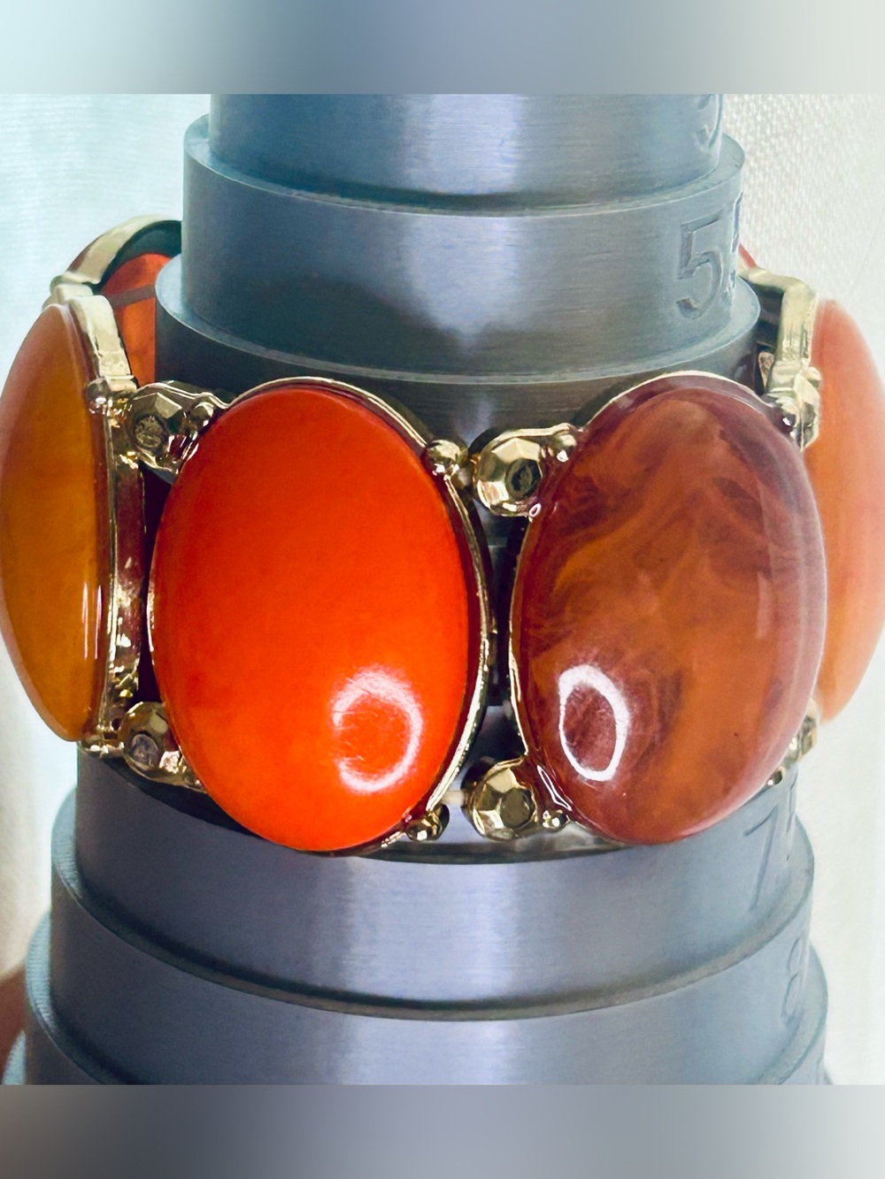 Vintage Oversized Resin Cabochon Stretch Bracelet (1978-83)
